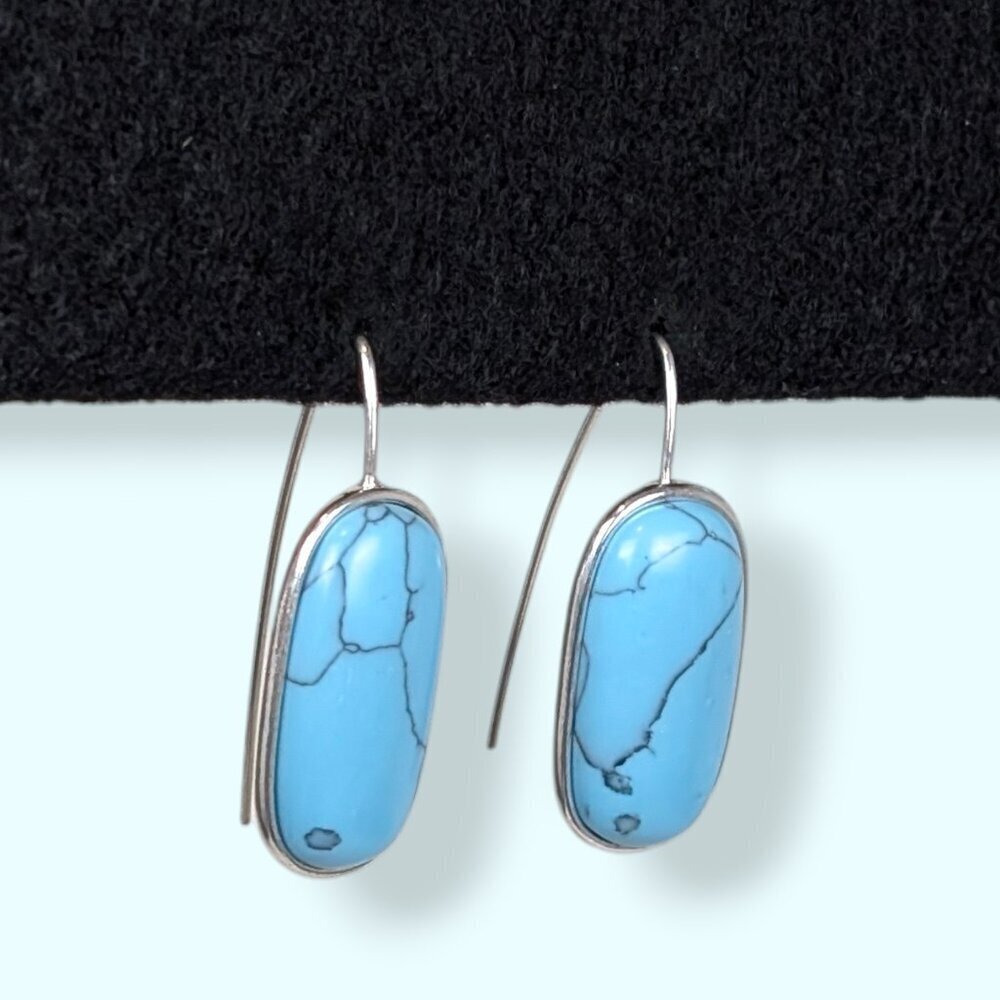 (2/$20) Vintage Blue Oval Cabochon Earrings
